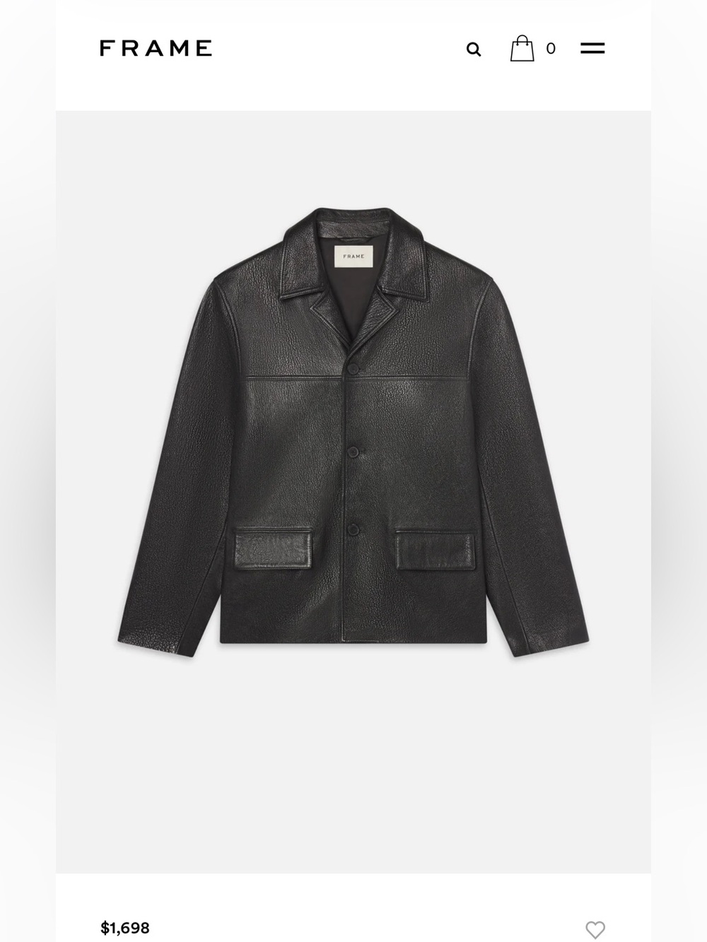 Frame Black Leather Jacket available online to try on excellent condition